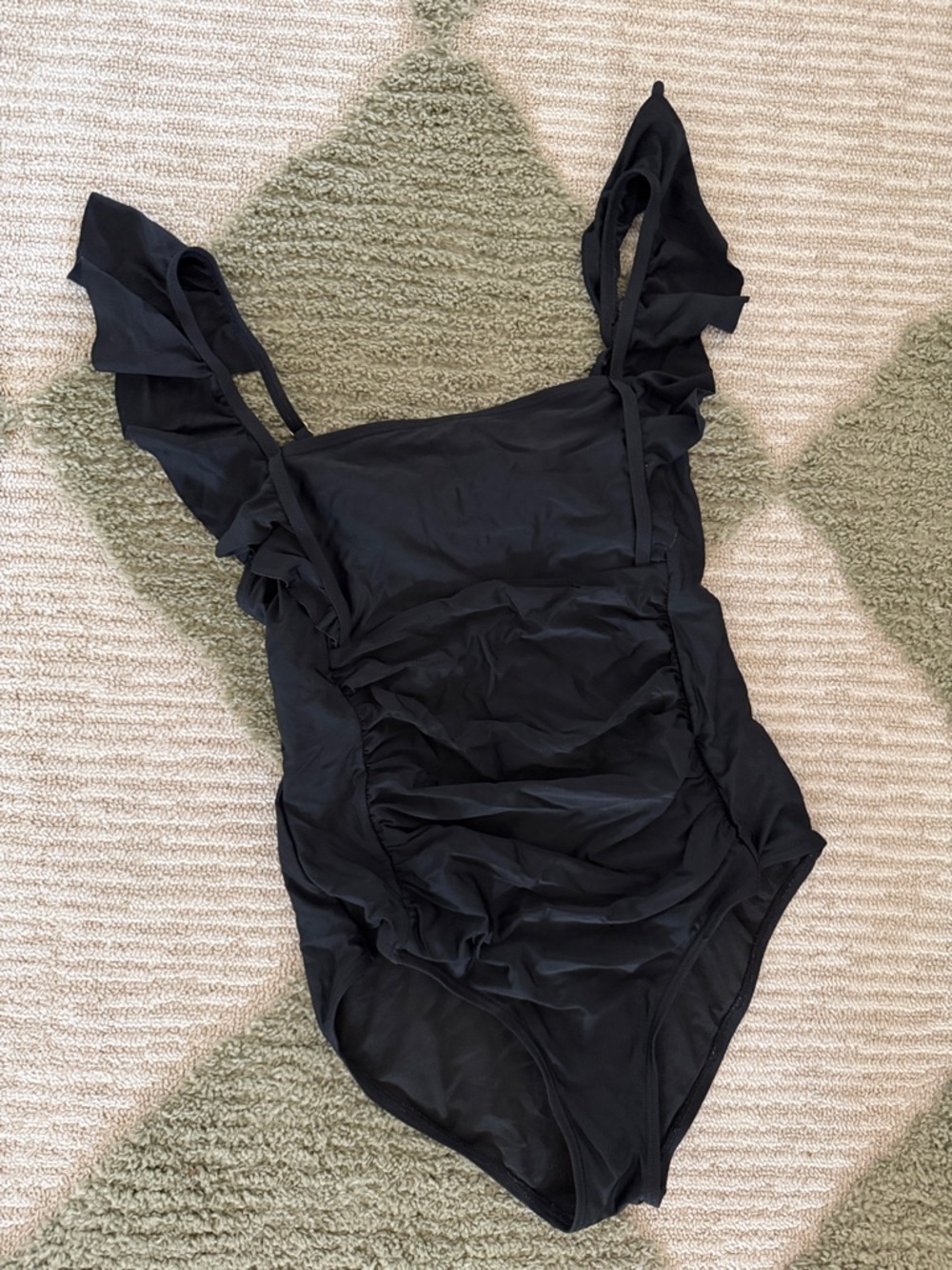 Black Ruffled One-Piece Swimsuit